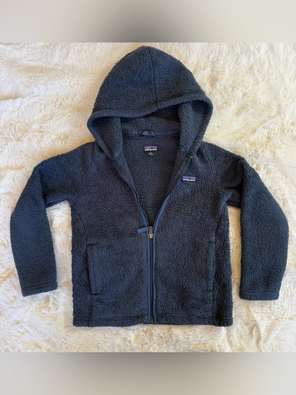 Patagonia Kids Los Gatos Fleece Hoody Navy Blue Size S (7-8)